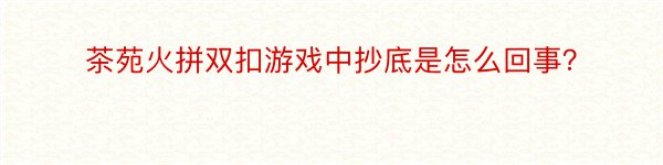 茶苑火拼双扣游戏中抄底是怎么回事？