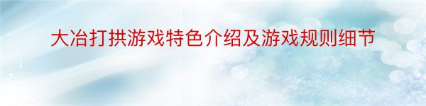 大冶打拱游戏特色介绍及游戏规则细节