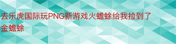 去乐虎国际玩PNG新游戏火蟾蜍给我捡到了金蟾蜍